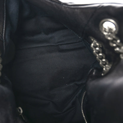 Saint Laurent Lambskin Quilted Medium Loulou Puffer Monogram Chain Satchel Black 5 of 9