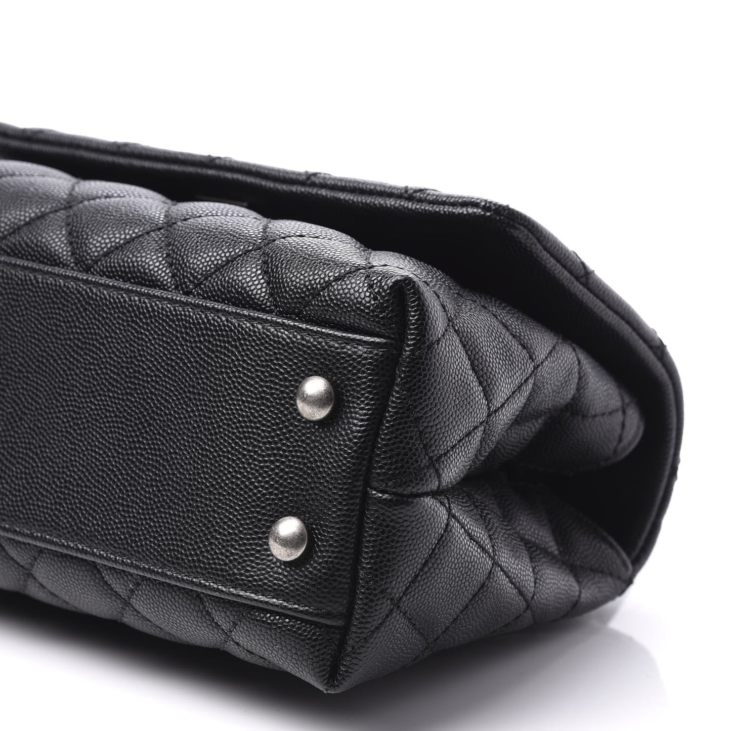 Caviar Lizard Quilted Mini Coco Handle Flap Black
