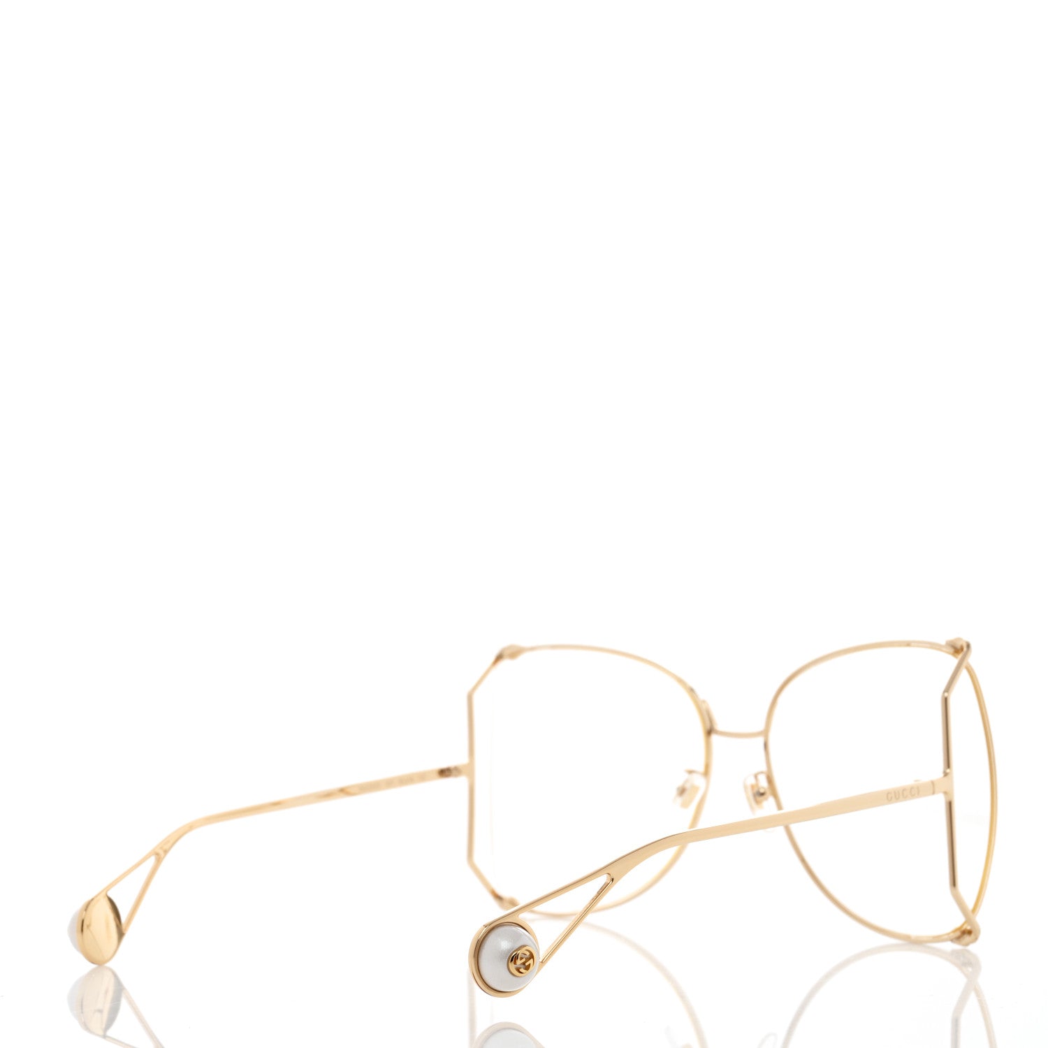Gucci Metal Oversized Round Sunglasses GG0252S Gold 4 of 8