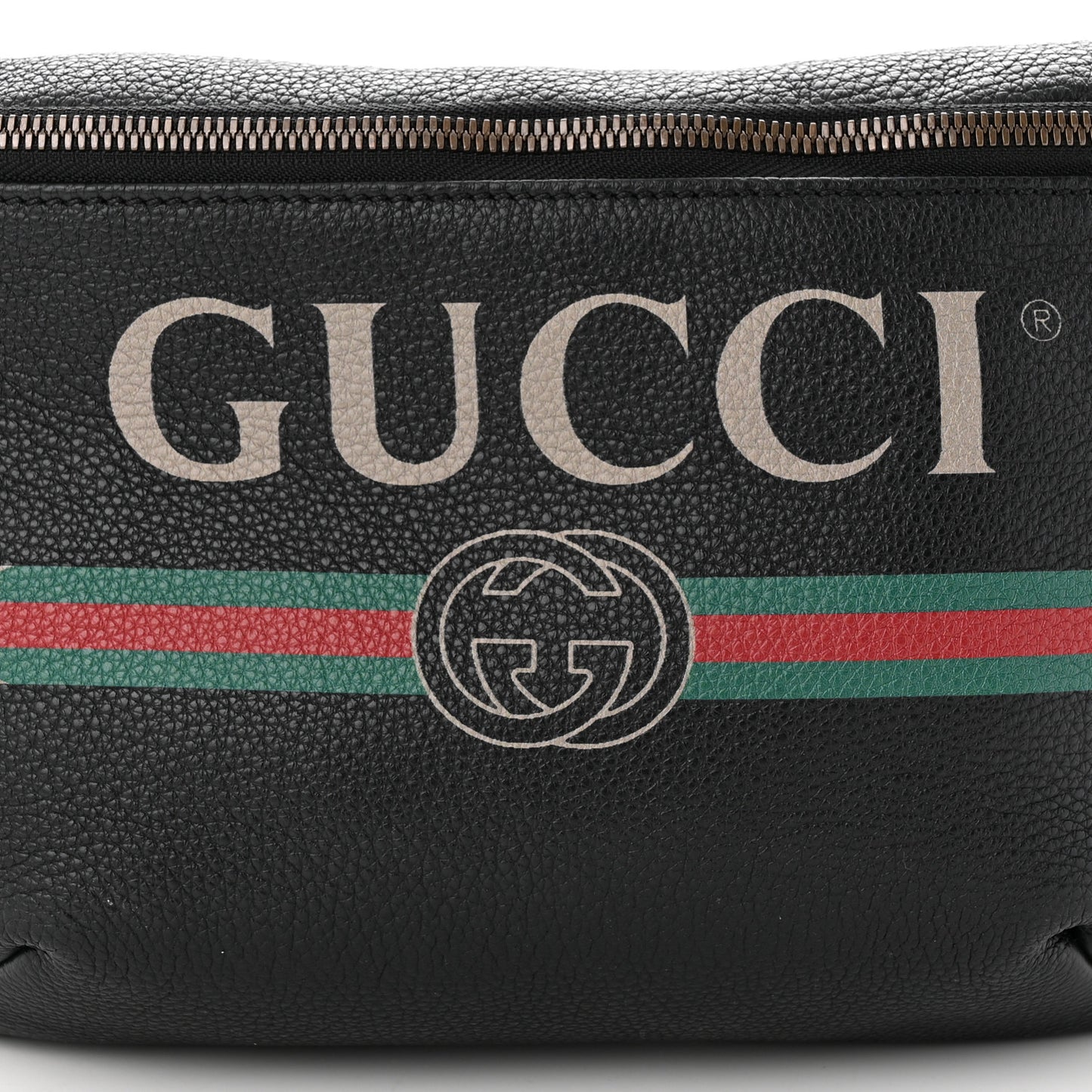 Grained Calfskin Logo Belt Bag Black