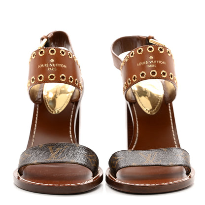 Louis Vuitton Calfskin Monogram Passenger Heeled Sandals 39 Cognac 2 of 8
