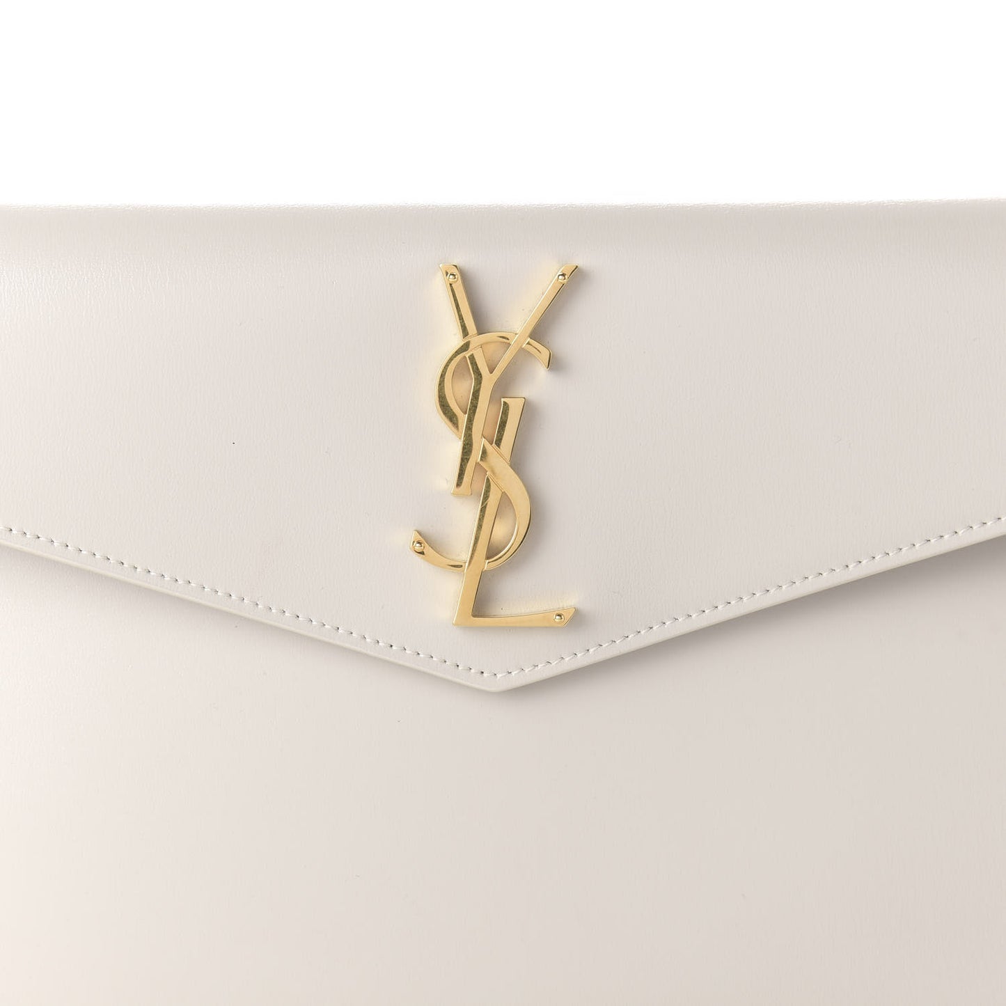Smooth Shiny Calfskin Medium Uptown Pouch Crema Soft