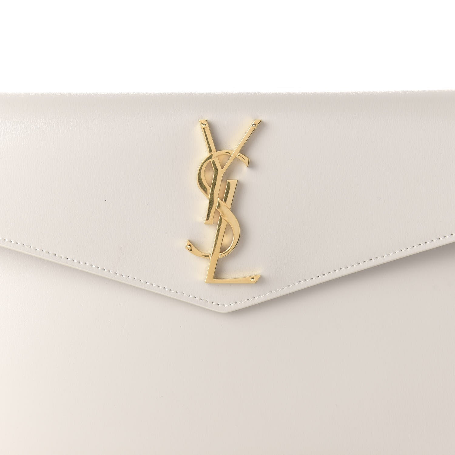Saint Laurent Smooth Shiny Calfskin Medium Uptown Pouch Crema Soft 9 of 9