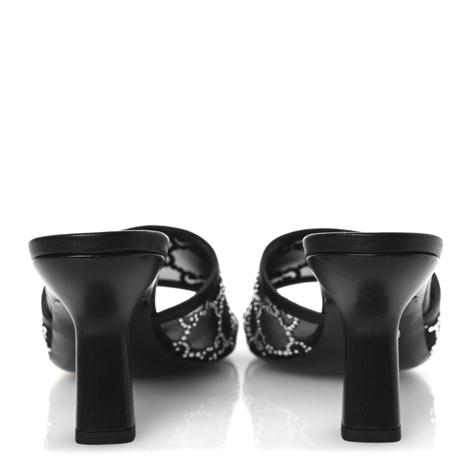 Gucci Tela Retino Kid Scamosciato Crystal GG Monogram Square Demi Mule Sandals 36 Black 6 of 12