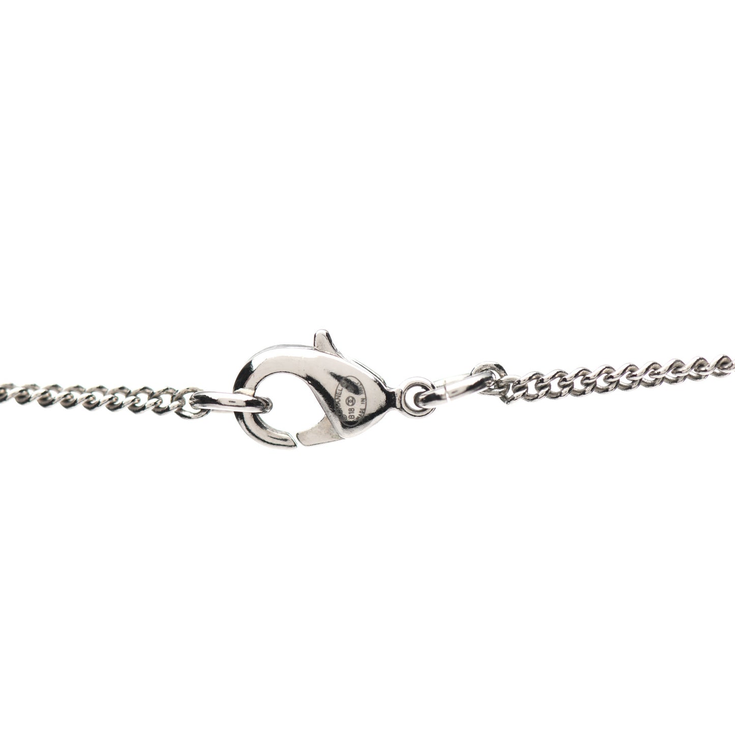 Crystal CC Bow Drop Necklace Silver