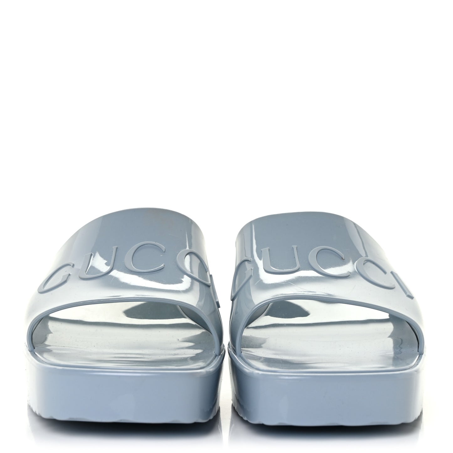 Rubber Gucci Logo Womens Platform 20/60mm Slide Sandals 42 Porcelain Light Blue