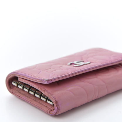 Chanel Metallic Lambskin Camellia Embossed Card Holder Pink 5 of 9