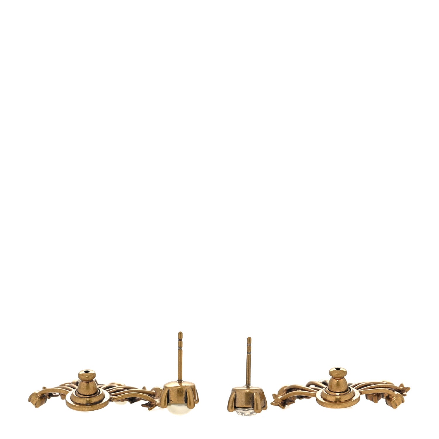 Christian Dior Crystal Pearl Star Earrings Aged Gold 3 of 4