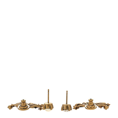 Christian Dior Crystal Pearl Star Earrings Aged Gold 3 of 4