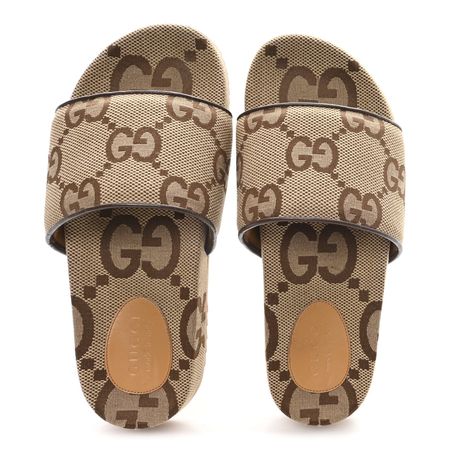Gucci Monogram Jumbo GG Angelina Platform 55mm Slide Sandals 8 Beige 2 of 10