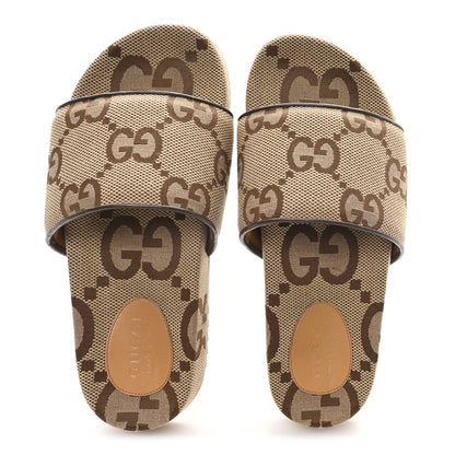 Gucci Monogram Jumbo GG Angelina Platform 55mm Slide Sandals 8 Beige 2 of 10