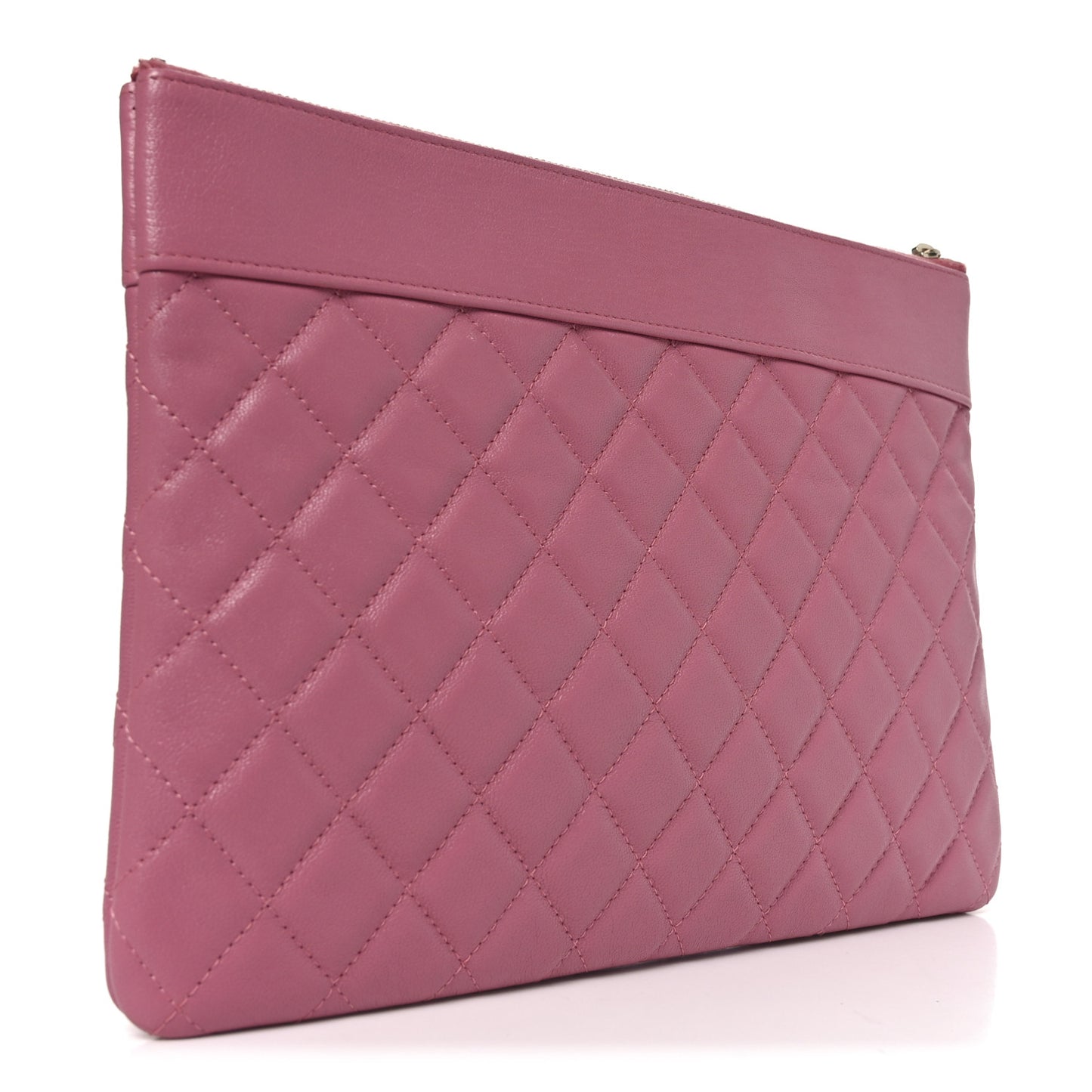 Sheepskin Quilted Mademoiselle Vintage Large Zip Pouch Pink