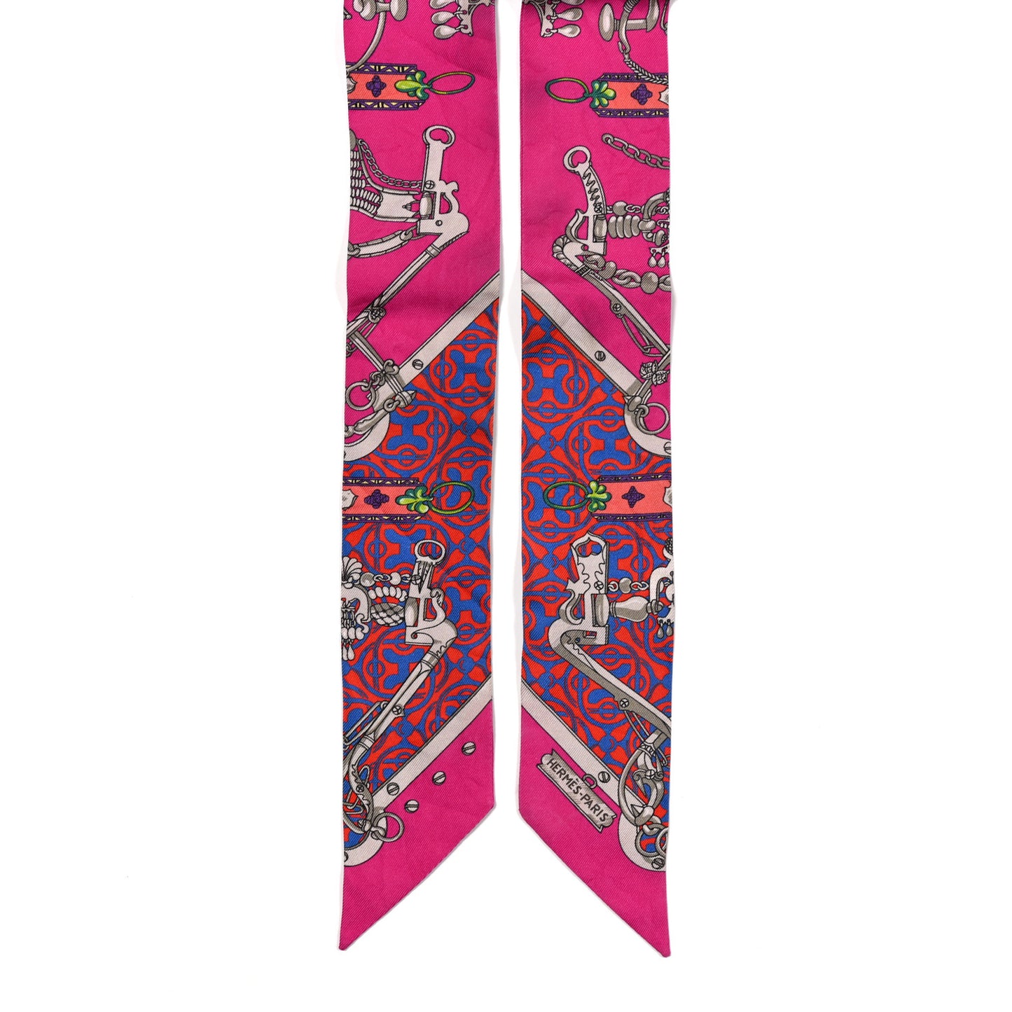 Silk Mors Et Gourmettes Remix Twilly Fuchsia Bleu Corail