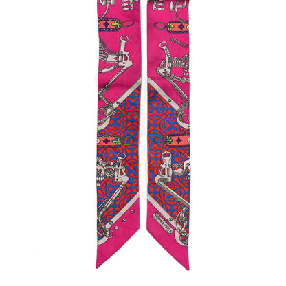 Hermes Silk Mors Et Gourmettes Remix Twilly Fuchsia Bleu Corail 2 of 4