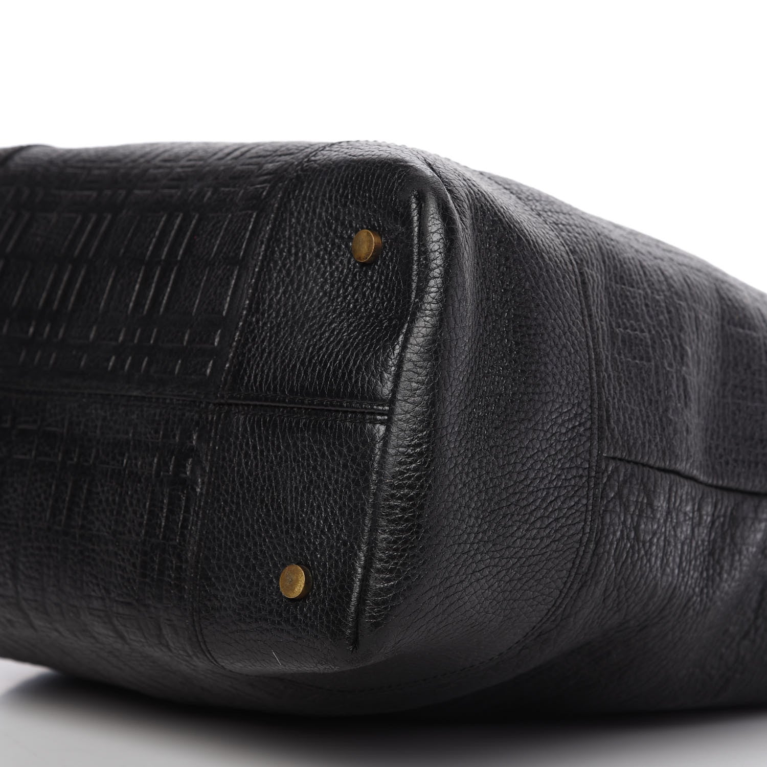 Burberry Signature Grain Calfskin Check Embossed Tote Black 7 of 12