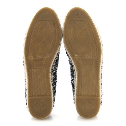 Chanel Metallic Tweed Lambskin CC Espadrilles 39 Blue Black Silver 6 of 11