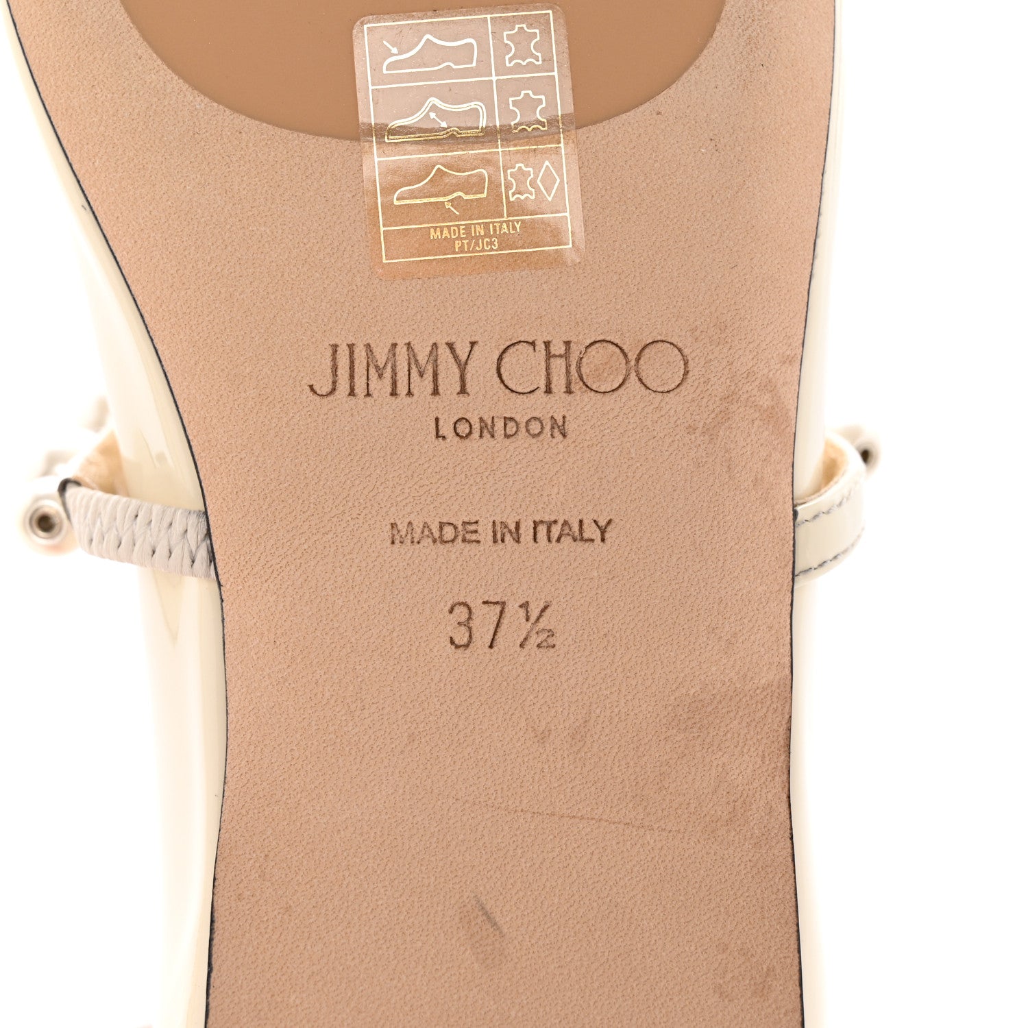 Jimmy Choo Patent Pearl Ade Mary Janes Flat 37.5 Latte White 7 of 8