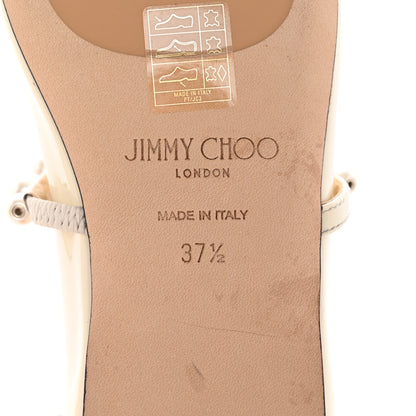 Jimmy Choo Patent Pearl Ade Mary Janes Flat 37.5 Latte White 7 of 8