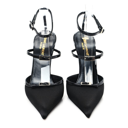 Saint Laurent Crepe Satin Jones 110 Strap Pumps 39 Black 3 of 10