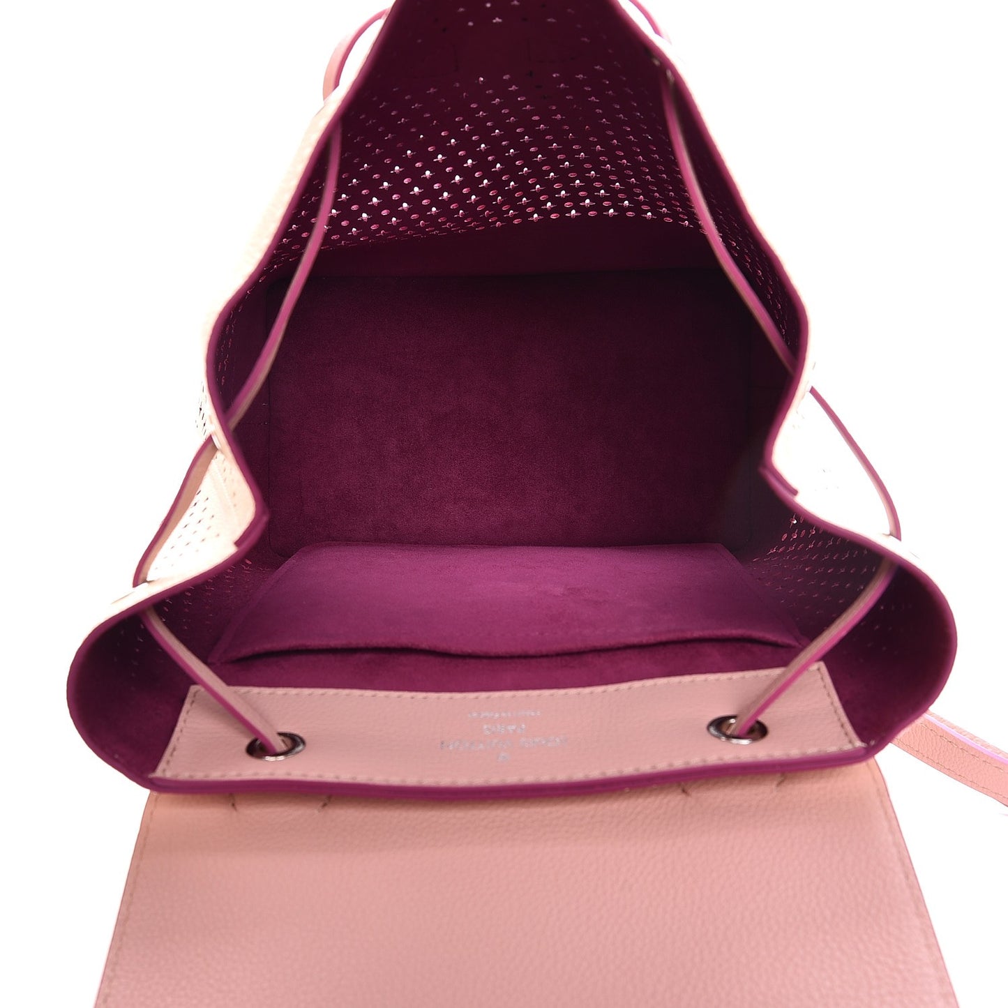Perforated Calfskin Lockme Backpack Rose Poudre Creme