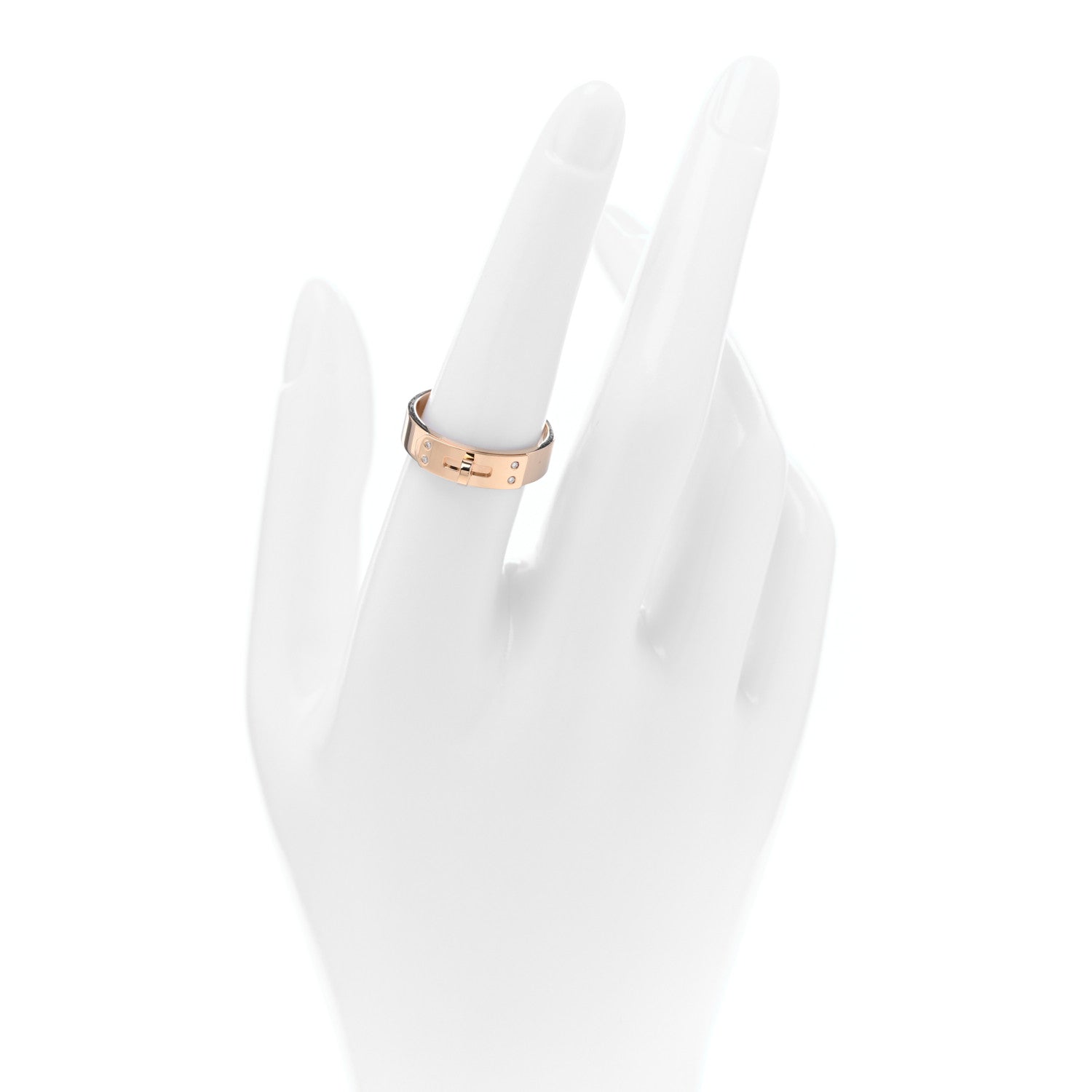 Hermes 18K Rose Gold Diamond PM Kelly Ring 55 7.25 2 of 4