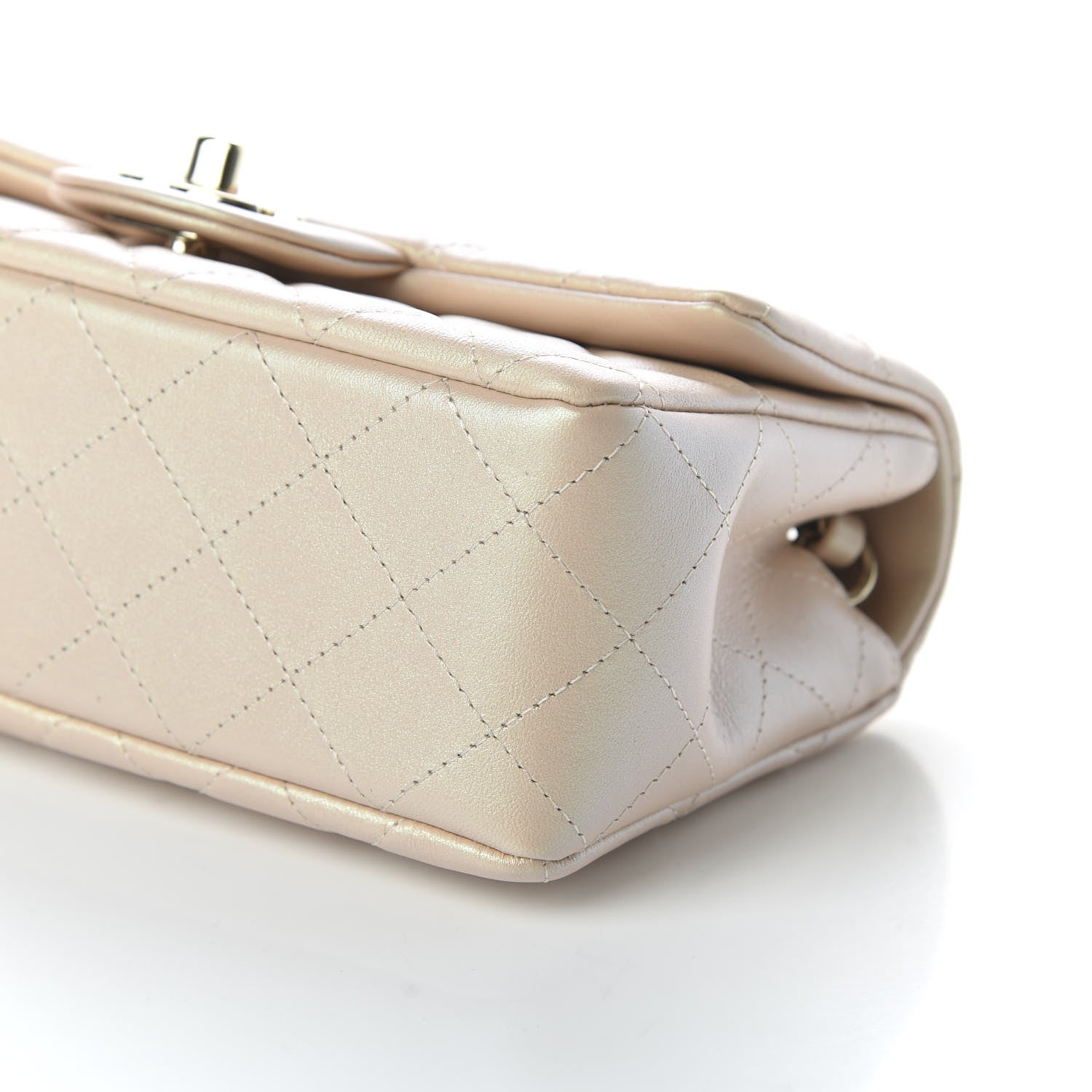 Chanel Iridescent Calfskin Quilted Mini Rectangular Flap Beige 7 of 10