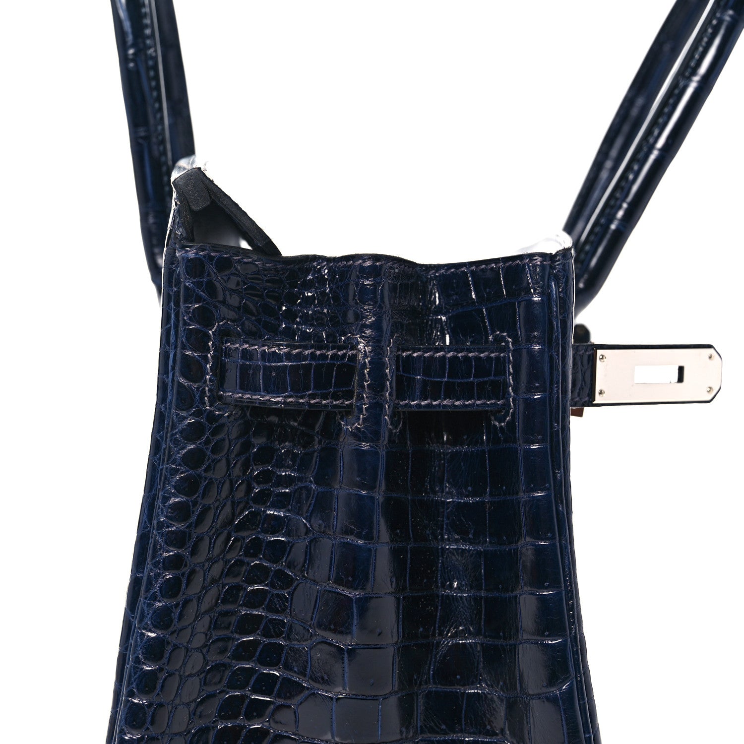 Hermes Shiny Porosus Crocodile Birkin 30 Bleu Marine 15 of 35
