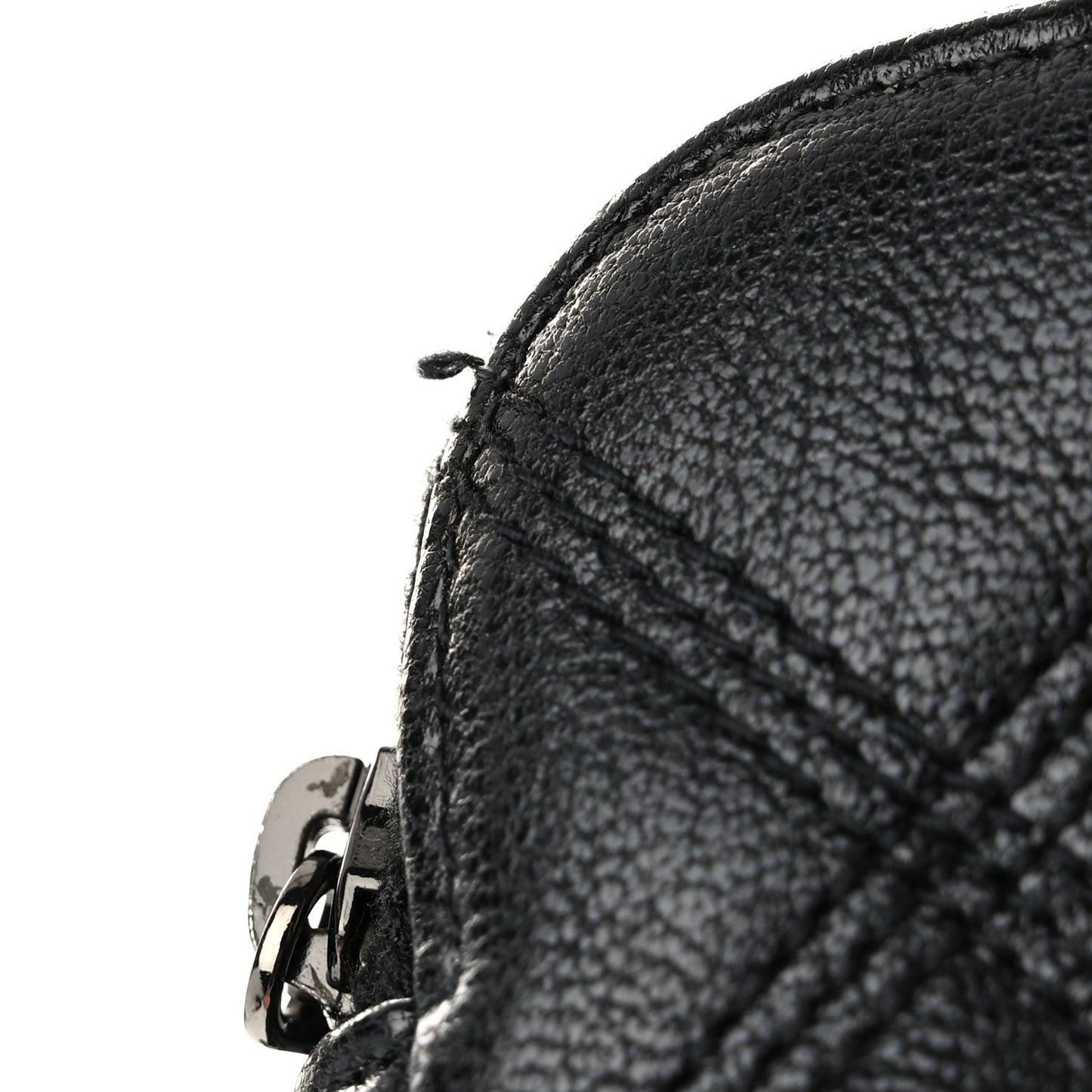 Grained Lambskin Quilted Mini Becky Double Zip Bag Black