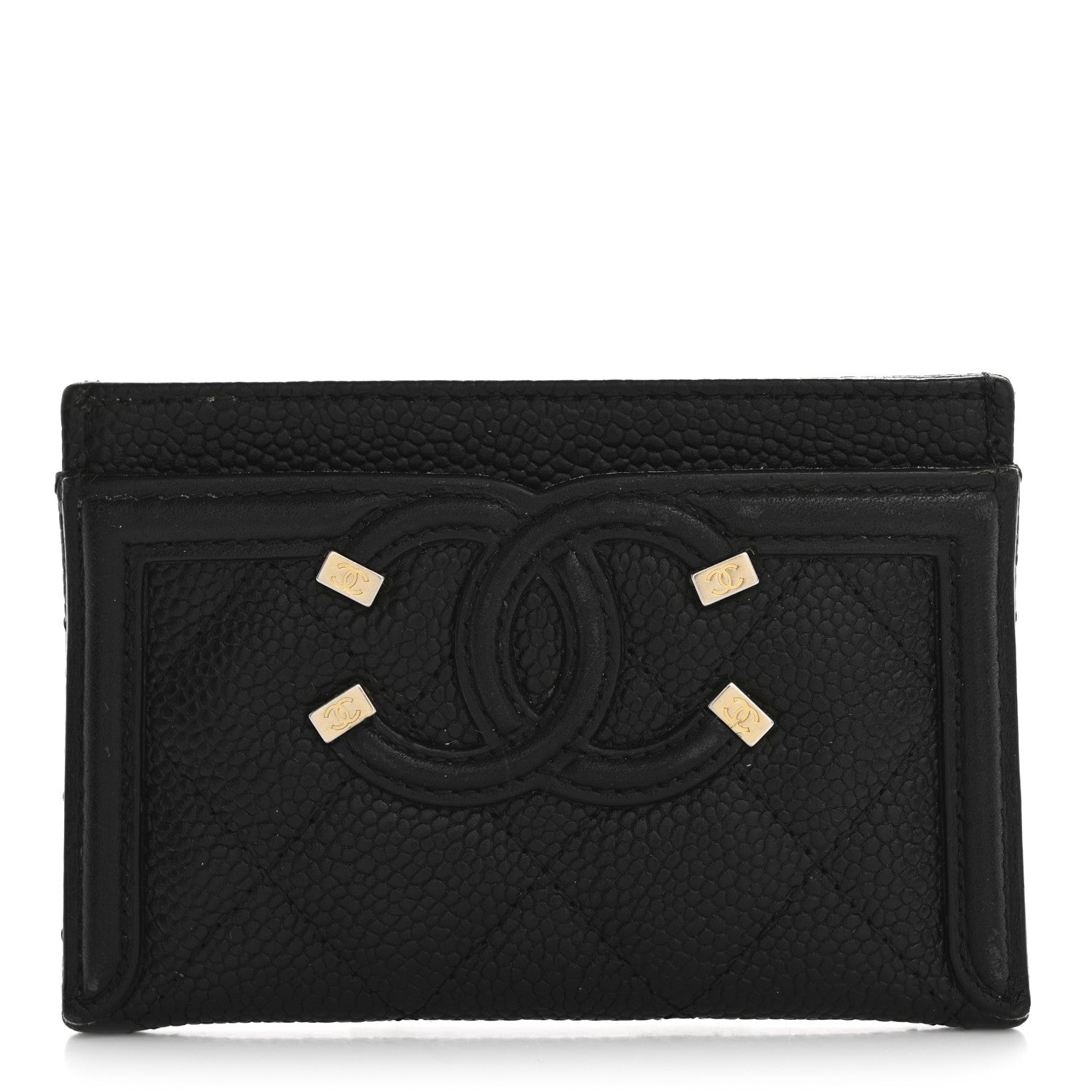 Chanel Caviar Quilted Filigree Card Holder Black 1 of 13