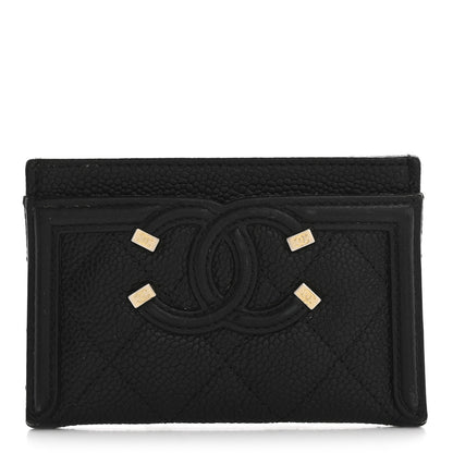 Chanel Caviar Quilted Filigree Card Holder Black 1 of 13