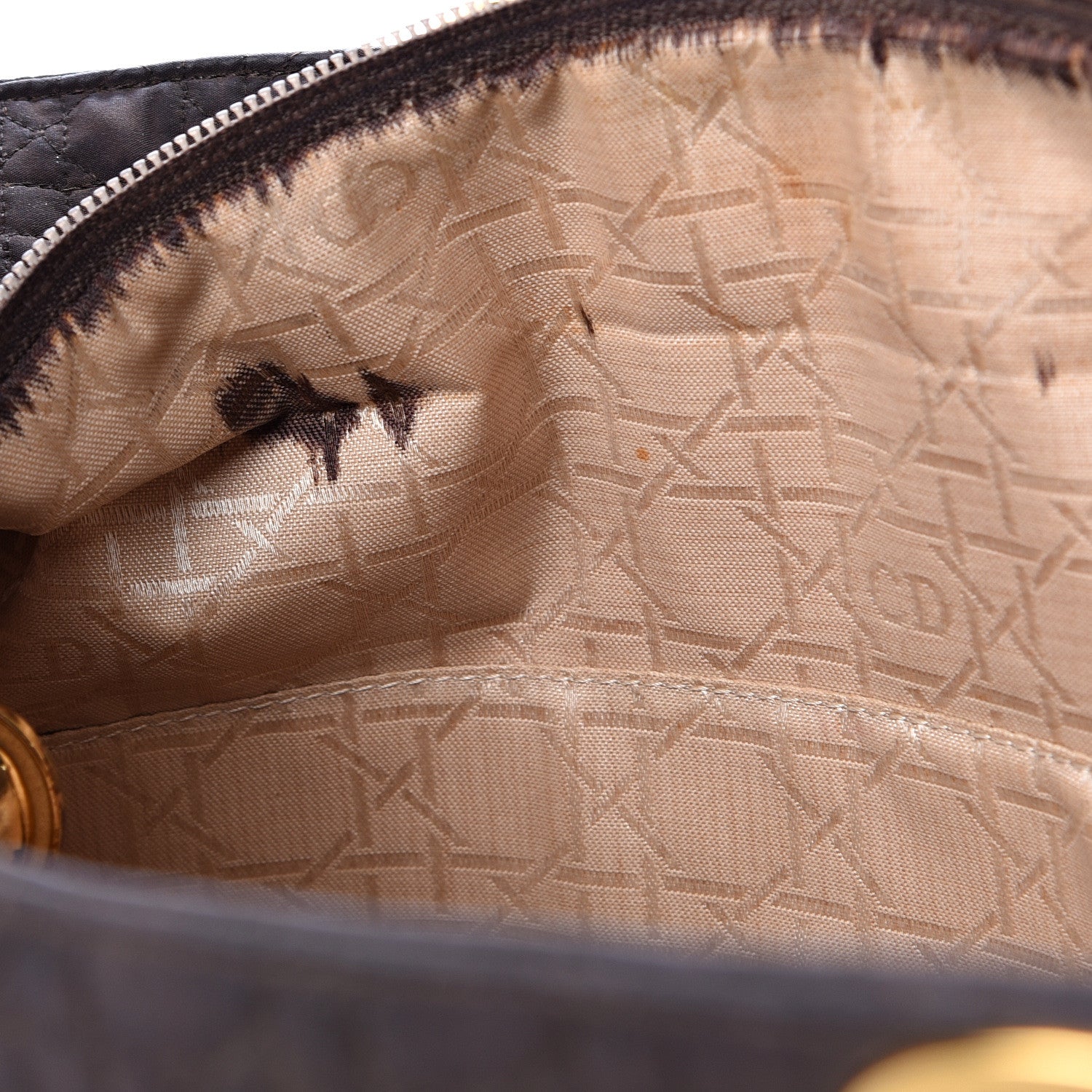 Christian Dior Nylon Cannage Large Lady Dior Tote Brown 14 of 24