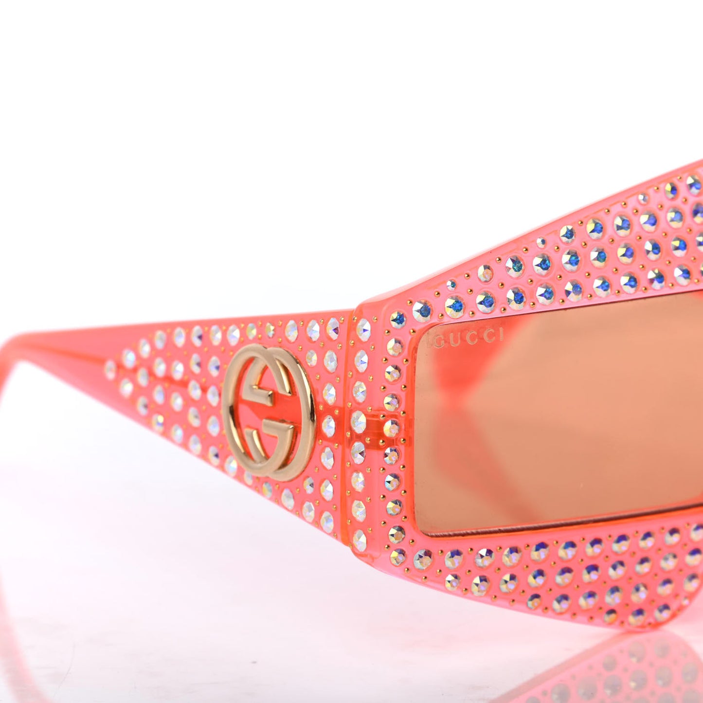 Crystal Rectangular Frame Sunglasses GG0357S Orange