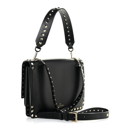 Valentino Garavani Vitello Rockstud Flip Lock Flap Messenger Black 3 of 16