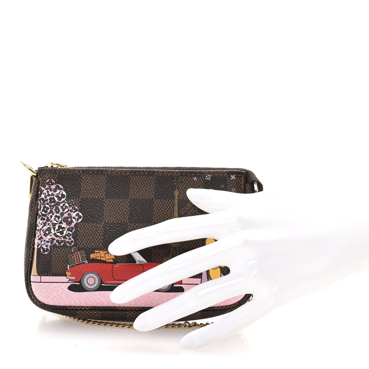 Damier Ebene 2019 Christmas Animation Mini Pochette Accessories Red