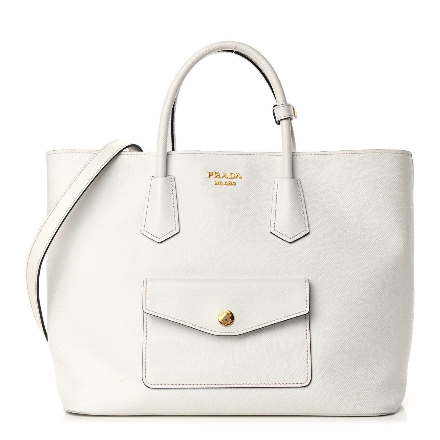 Saffiano Cuir Front Pocket Tote Talco