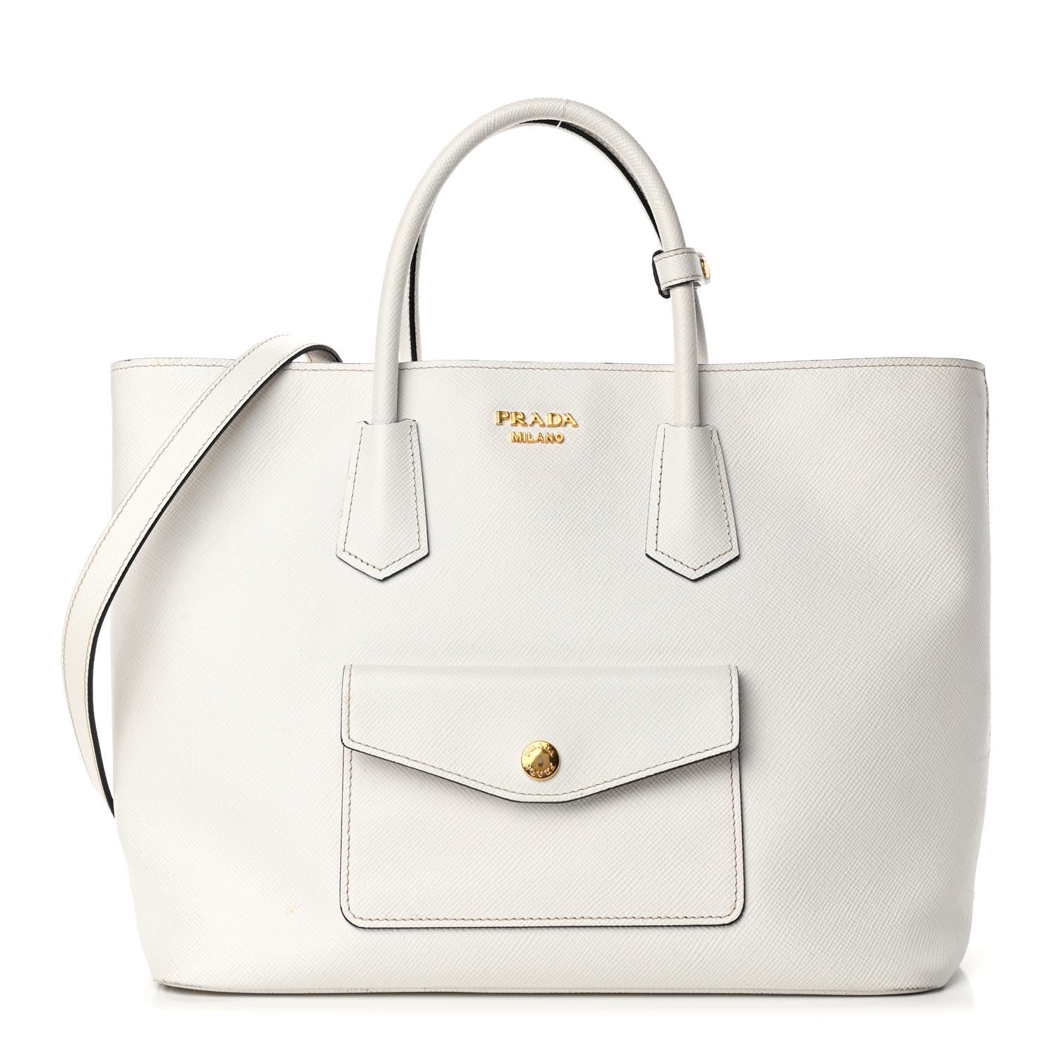 Prada Saffiano Cuir Front Pocket Tote Talco 1 of 4