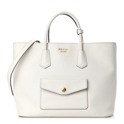 Prada Saffiano Cuir Front Pocket Tote Talco 1 of 4