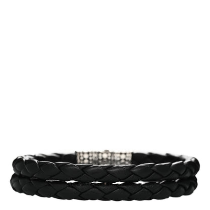 John Hardy Sterling Silver Leather Two Row Braided Dot Bracelet Black 2 of 3
