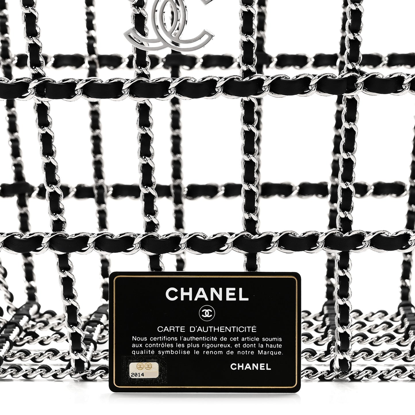 Brass Calfskin Large Grocery By Chanel Shopping Basket Silver