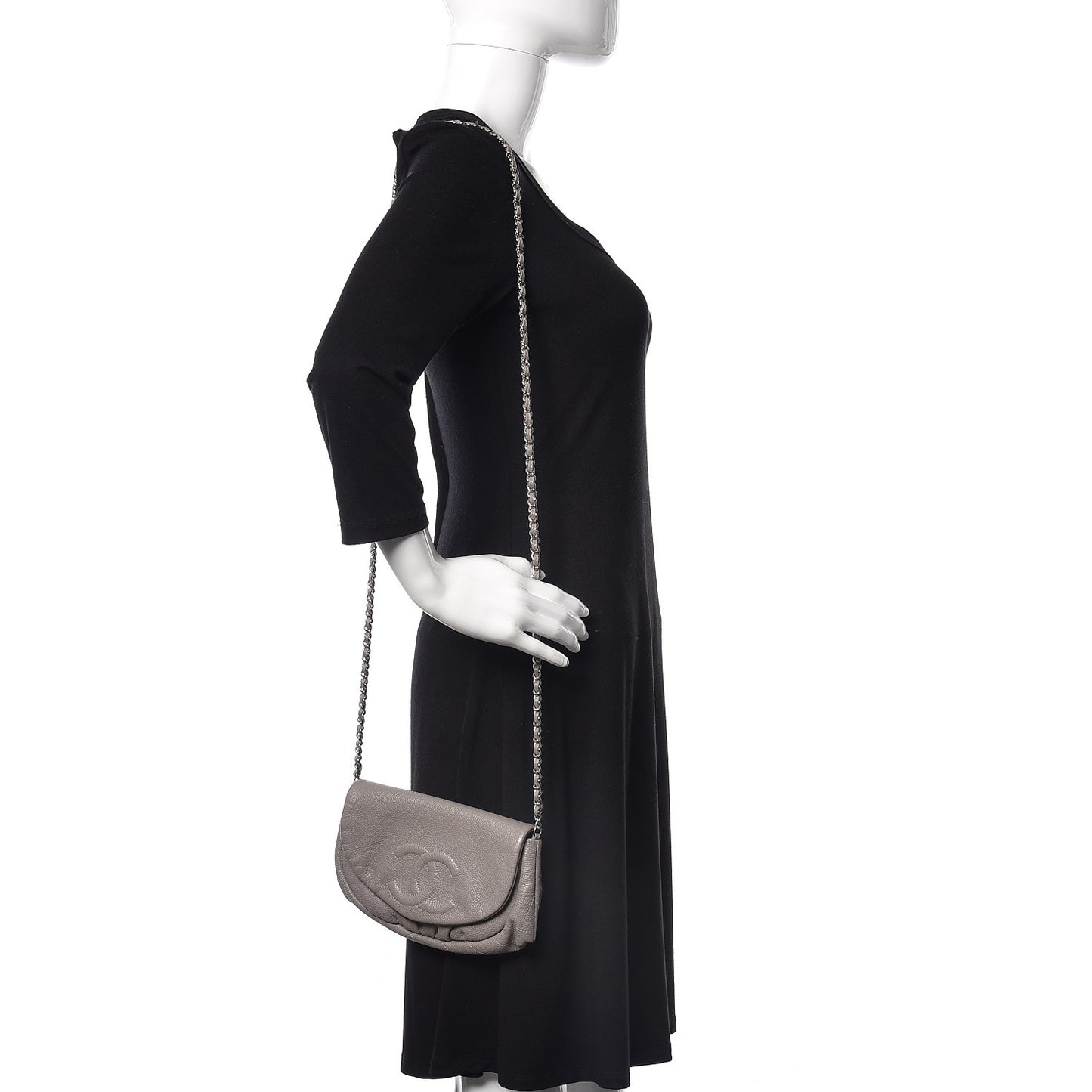 Caviar Half Moon Wallet On Chain WOC Grey