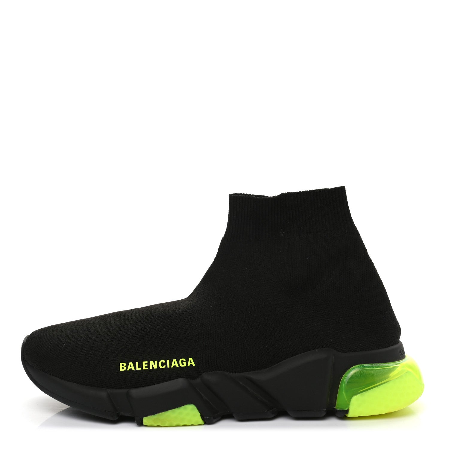 Balenciaga Neoprene Knit Womens Speed Clear Sole Sneakers 39 Black Yellow Fluo 1 of 11
