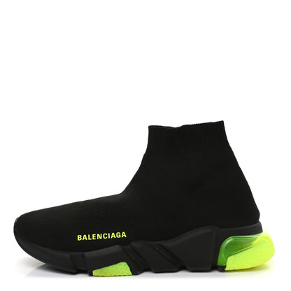 Balenciaga Neoprene Knit Womens Speed Clear Sole Sneakers 39 Black Yellow Fluo 1 of 11