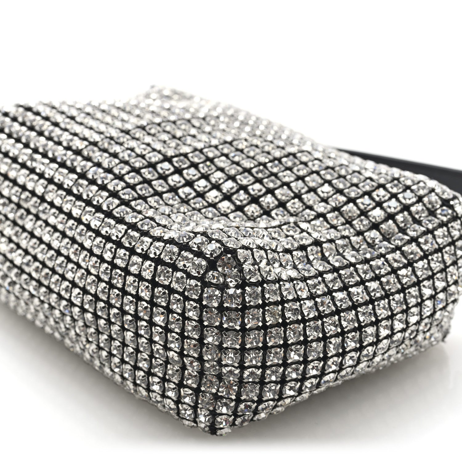 Alexander Wang Mesh Crystal Rhinestone Medium Heiress Pouch Black Silver 9 of 9