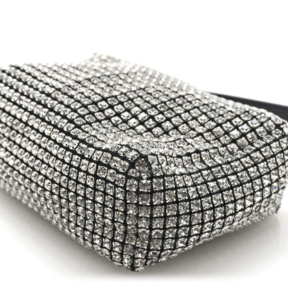 Alexander Wang Mesh Crystal Rhinestone Medium Heiress Pouch Black Silver 9 of 9