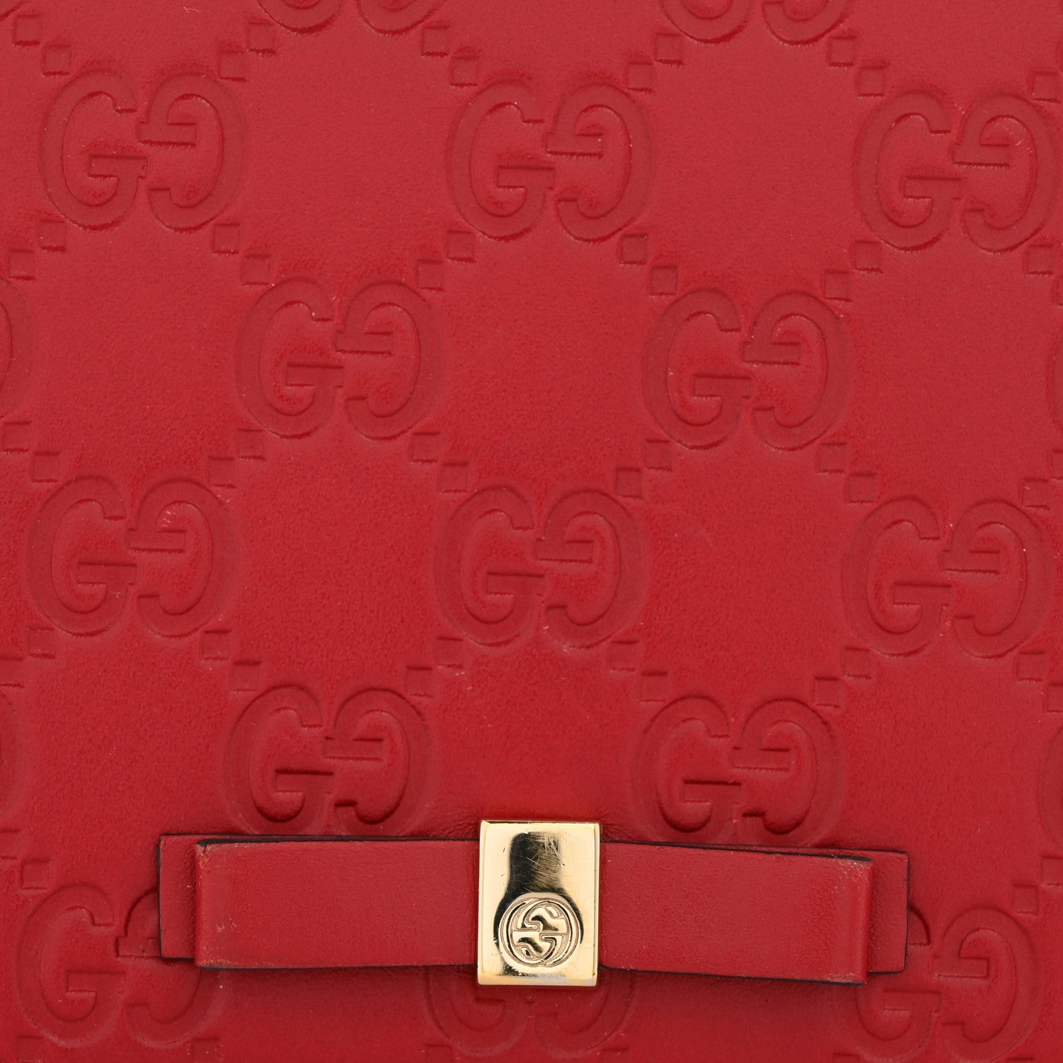 Gucci Guccissima Signature Bowy Chain Wallet Hibiscus Red 11 of 14