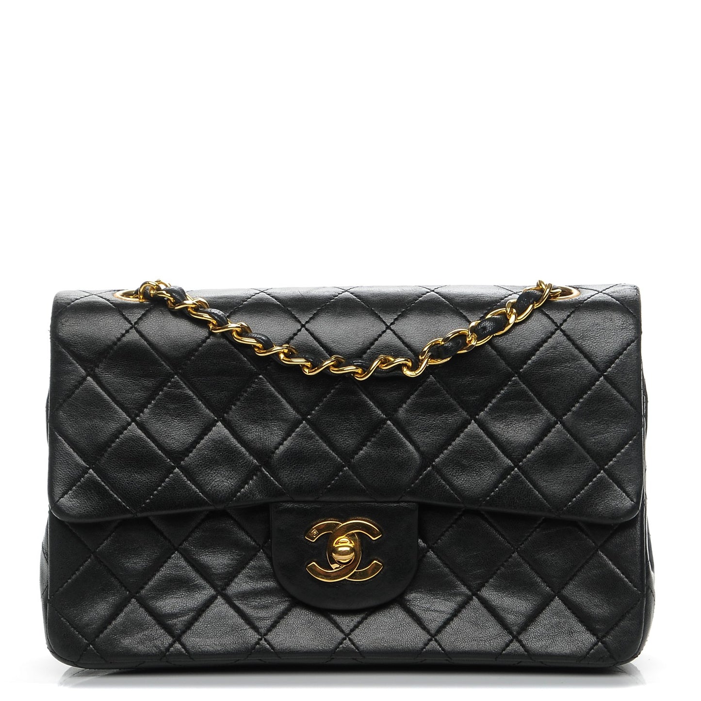 Lambskin Quilted Small Double Flap Black