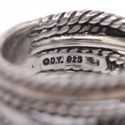 David Yurman Sterling Silver Diamond 11mm Wide Crossover Cable Ring 54.5 7 4 of 4