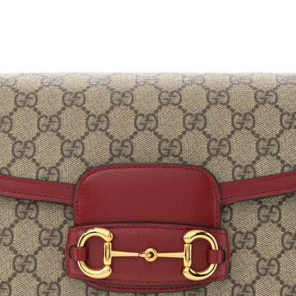 Gucci GG Supreme Monogram Azalea Calfskin Horsebit 1955 Shoulder Bag Beige Ebony New Cherry Red 8 of 10