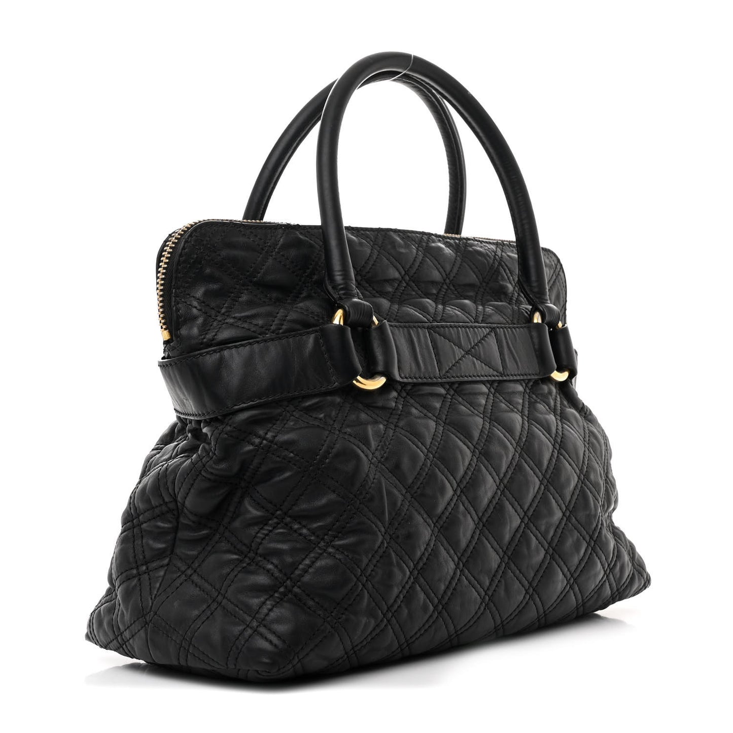 Calfskin Quilted Bruna Tote Black