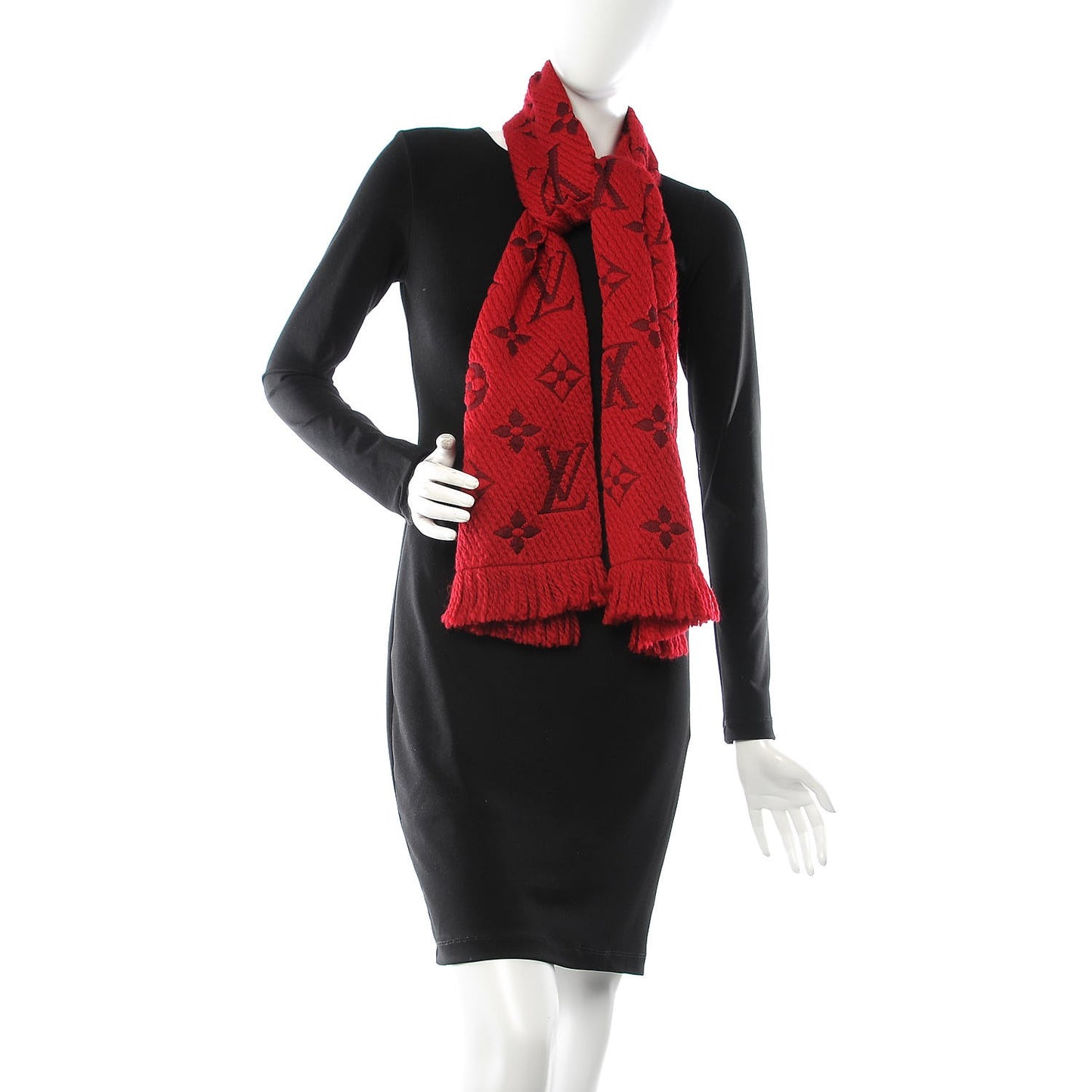 Wool Silk Logomania Scarf Rubis
